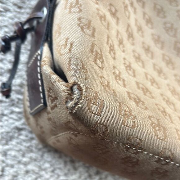 Dooney and Bourke Signature DB Leather tassel Tote Bag - Picture 11 of 14